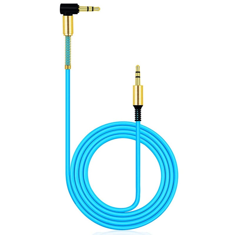 JacobsParts 3.5mm AUX Cable Car Stereo Audio Auxiliary Headphone Jack Cord Right Angle Male to Male, 3ft (Blue) - Image 3